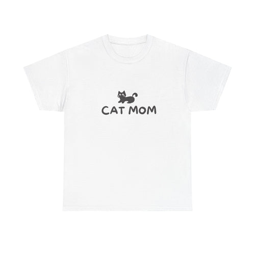 Cat Mom Women's Heavy Cotton Tee, Funny Pet Owner Gift, Cat Lover Apparel