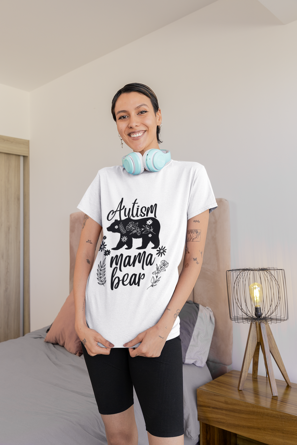 Autism Mama Bear Tee, Women's Heavy Cotton Shirt for Moms, Gift for Autism