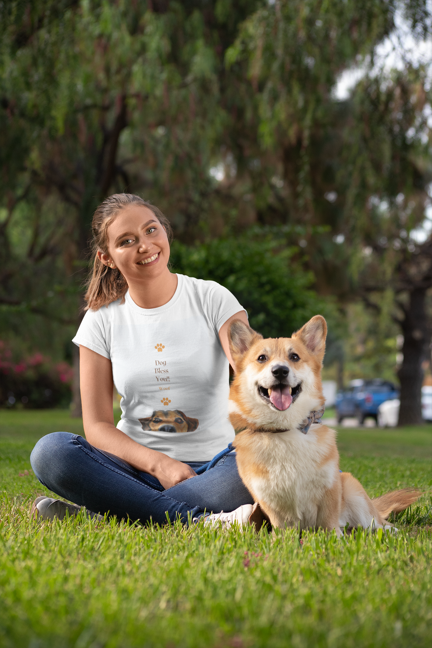 Dog Bless You! Women's Heavy Cotton Tee, Pet Lover Gift, Dog T-Shirt