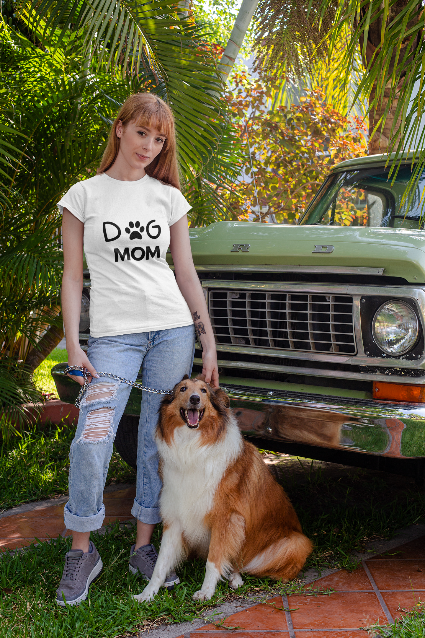Dog Mom Women's Heavy Cotton Tee, Pet Lover Gift, Dog Owner Shirt